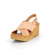 Nu-pieds compensés Goodstep rose en cuir